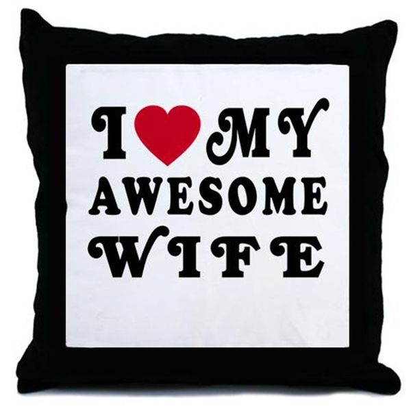 I Love My Awesome Wife Throw Pillow
