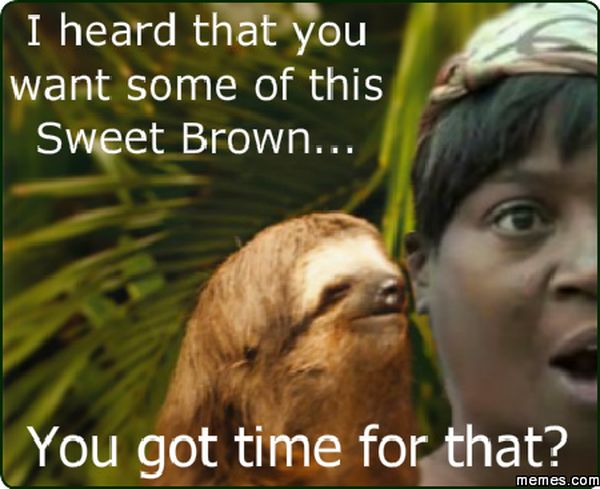 true sloth whispering in ear meme