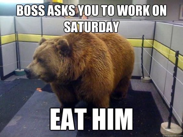 Boss asks you to work on saturday Eat him