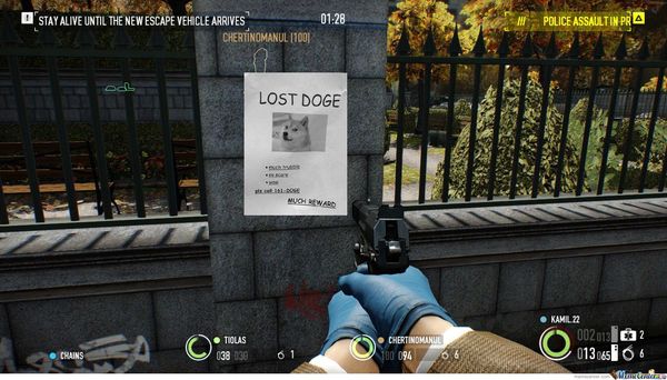 Lost doge in payday meme