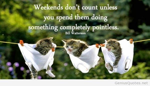 Weekends don`t count unless you spend them doing something completely pointless.