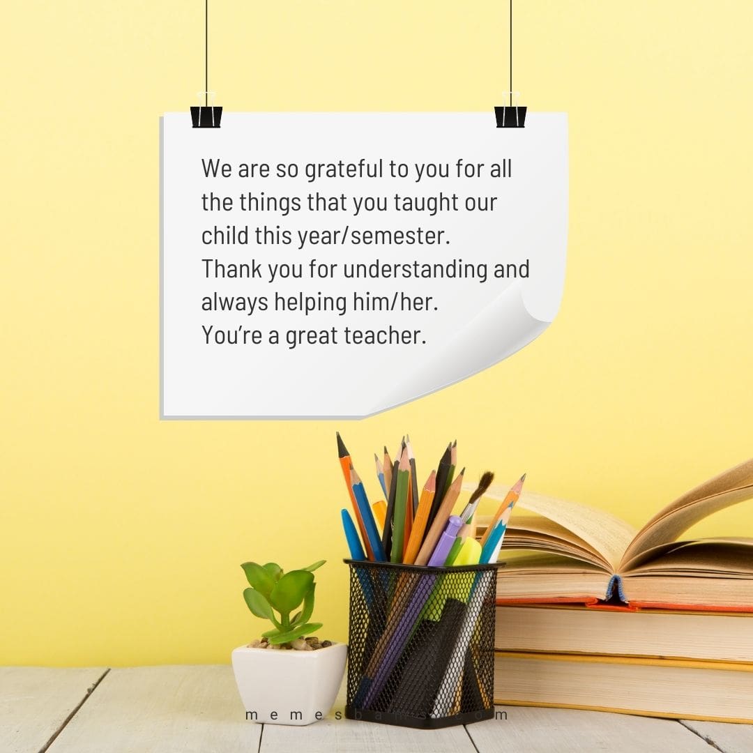 thank you notes for teachers from kids